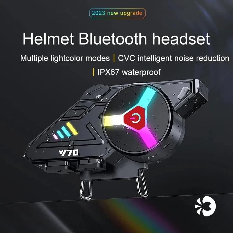 

Y70 Motorcycle Bluetooth Helmet Headset V5.3 RGB Colorful Lights Earphone IPX6 Waterproof Outdoor Support IOS Android