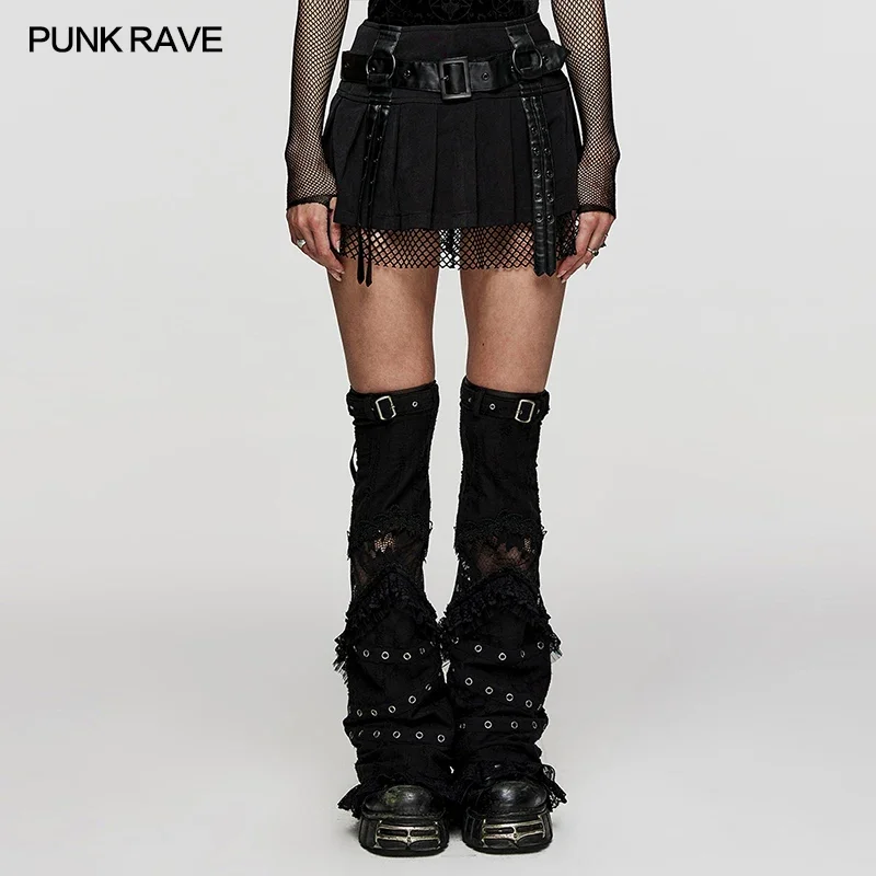 

PUNK RAVE Women's Punk Sexy Vibrant Short Pleated Mini Skirt Daily Faux Leather Women Clothing