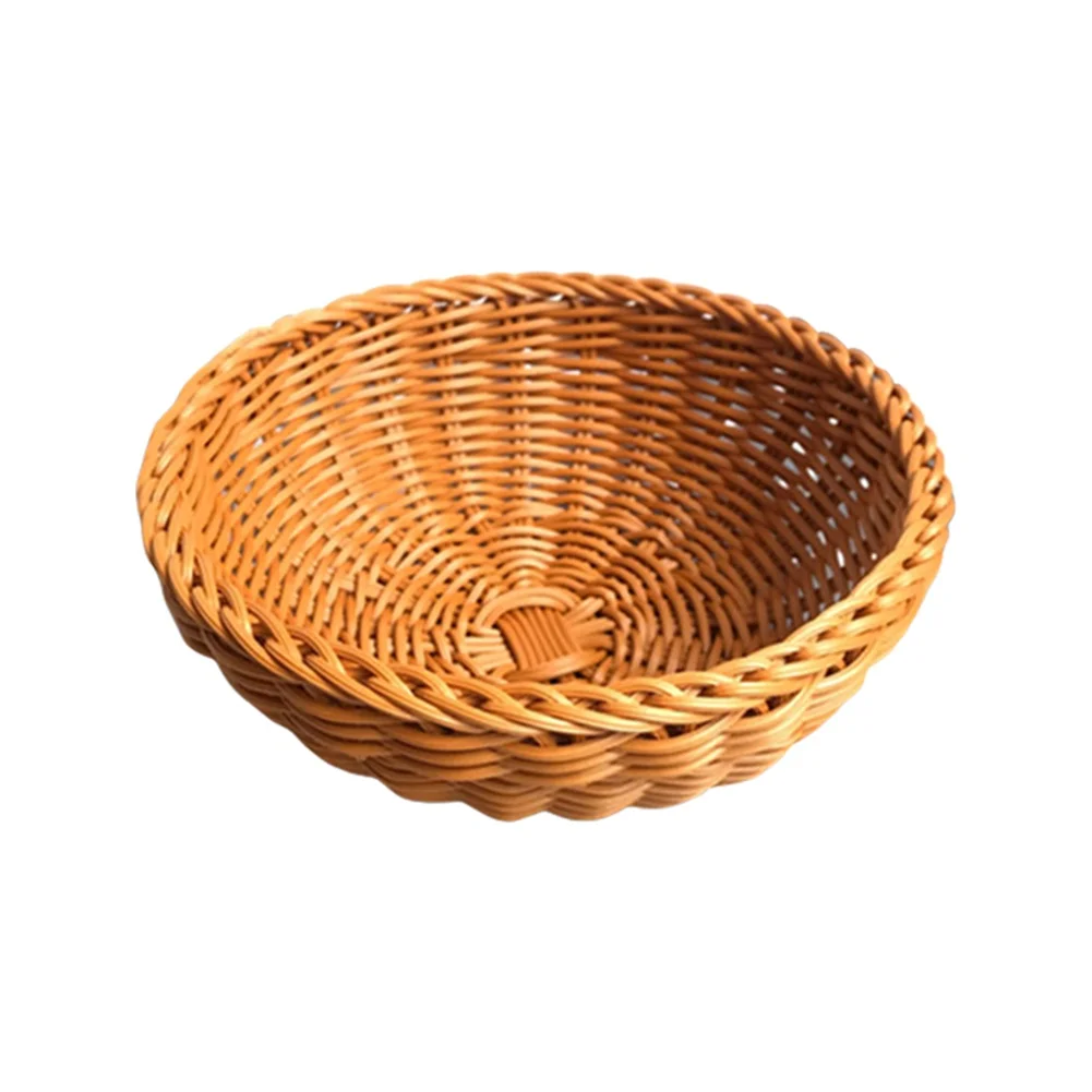 1 PCS Round Simulation Rattan Fruit Storage Basket PP Family Small Objects Storage Basket Bread Basket