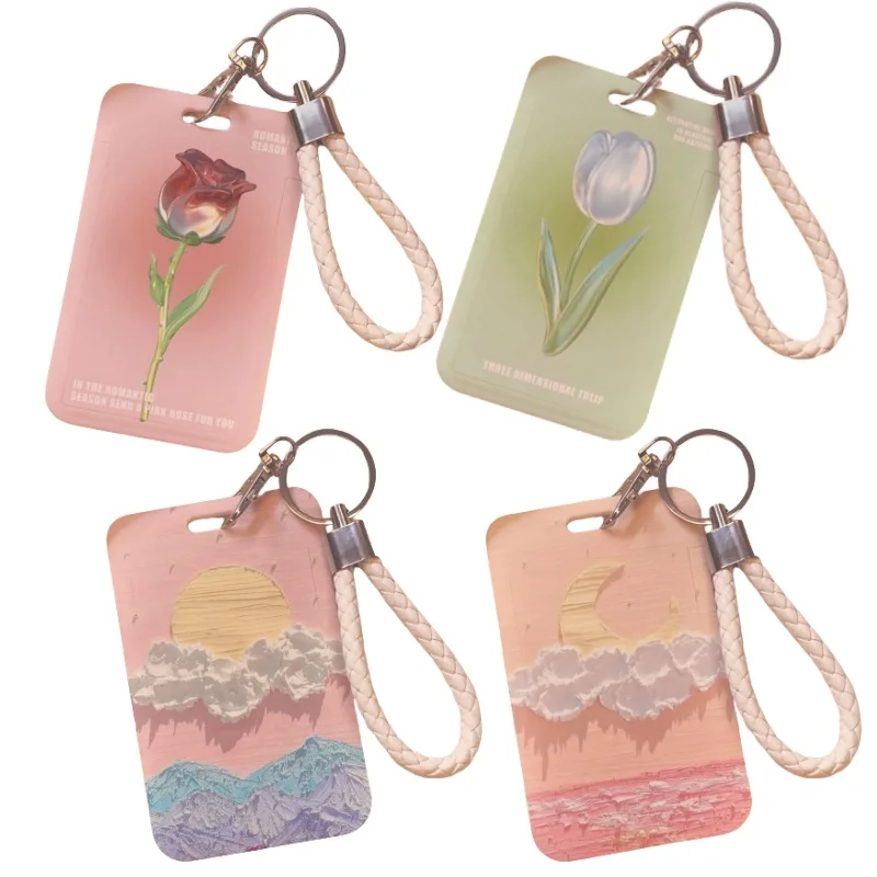 KeyChain Pendant Cartoon Student Meal Card Work Bus Card Holder Plastic Lanyard Card Holders For Student