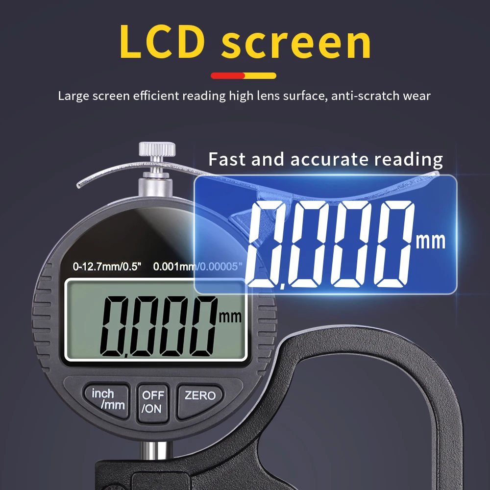 Digital Micrometer Thickness Gauge Width Measuring Tool Electronic Thickness Meter Measure Thickness Of Paper Cloth Metal 0.01mm