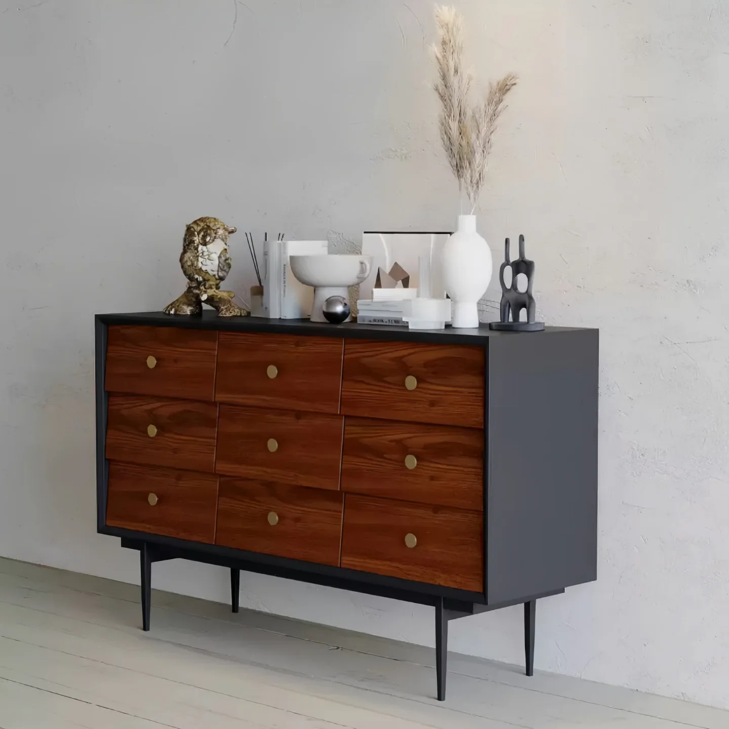 1SsS20  Lacquer 9 bucket home storage sideboard living room bedroom bed end storage drawer storage cabinet