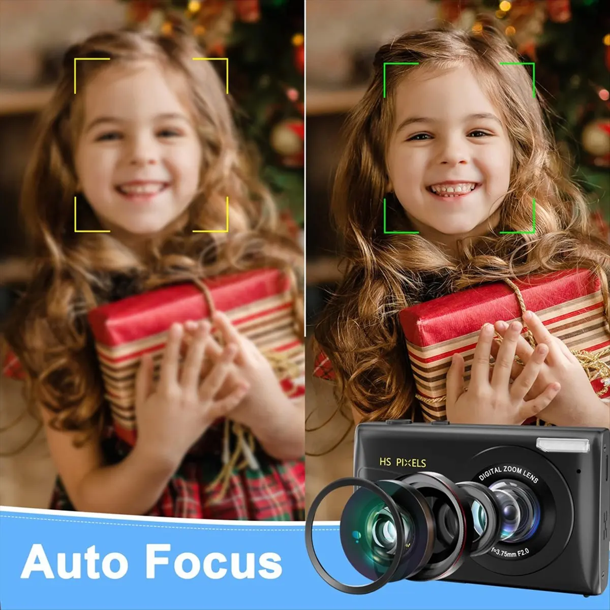 

A69Z Digital Camera, 4K Children Camera for Photography, 64MP MP3 Player Camera, 2.8Inch IPS Screen, Auto Focus (Black)