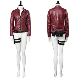 Remake Claire Cosplay Redfield Fantasia Costume Jacket Coat Belt for Adult Women Leather Jacket Roleplay Halloween Carnival Suit