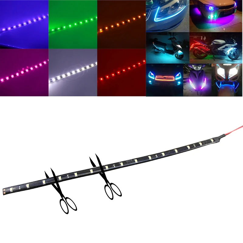 Car LED Strip Styling Decorative Ambient Light 30CM 15 SMD Lamp Waterproof LED Flexible Atmosphere Light White Red Yellow Bule