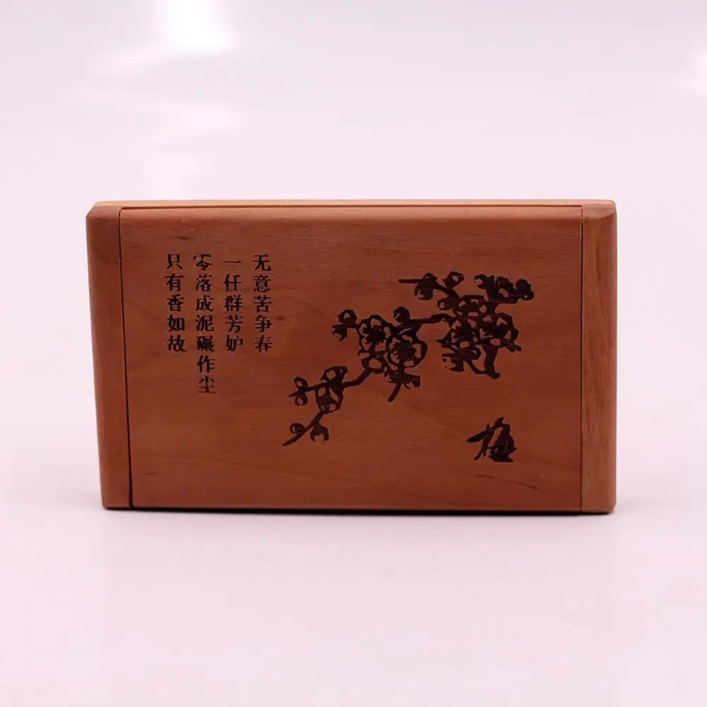 Juego de espejos de peine de madera duraderos 2 en 1, Mini espejo plegable portátil de madera de melocotón, diseño tallado, espejo de maquillaje de mano para chica y mujer