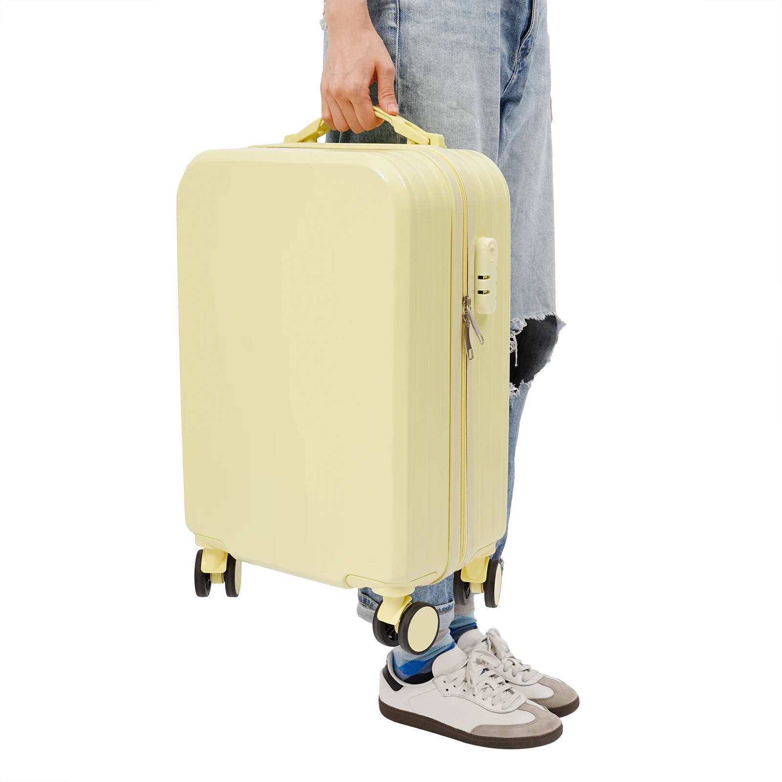 20-Inch Business Carry-On Luggage Suitcase - Durable ABS & PVC Spinner Case with 3-Digit Lock, 4-Wheel 360° Silent Gliding