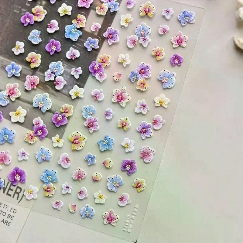 الملونة فالاينوبسيس فرانجيباني مشرق زهور الزنبق التدريجي حساسة رومانسية مسمار الفن ملصقات مانيكير الشارات الزينة #2