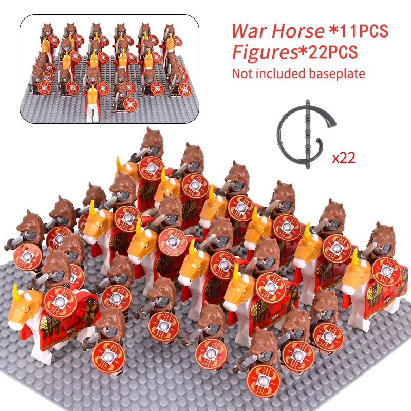 MOC Medieval Rome Signifer Castle Figures Roman Soldiers With War Horse Military Building Blocks Bricks Toy for kid XMAS gift