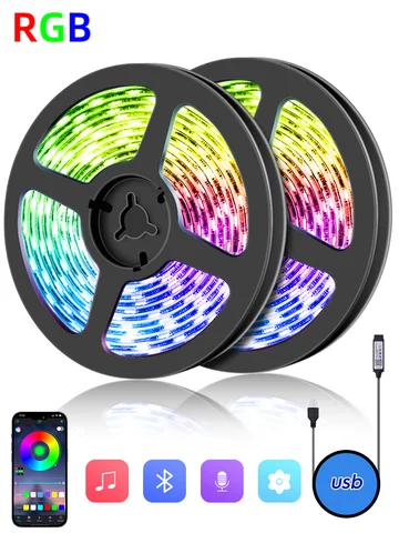 RGB LED 스트립 조명, 음악 동기화, 파티 홈 색상 변경, RGB 5050 ,5V, 1M-30M,1 천 6 백만 색상