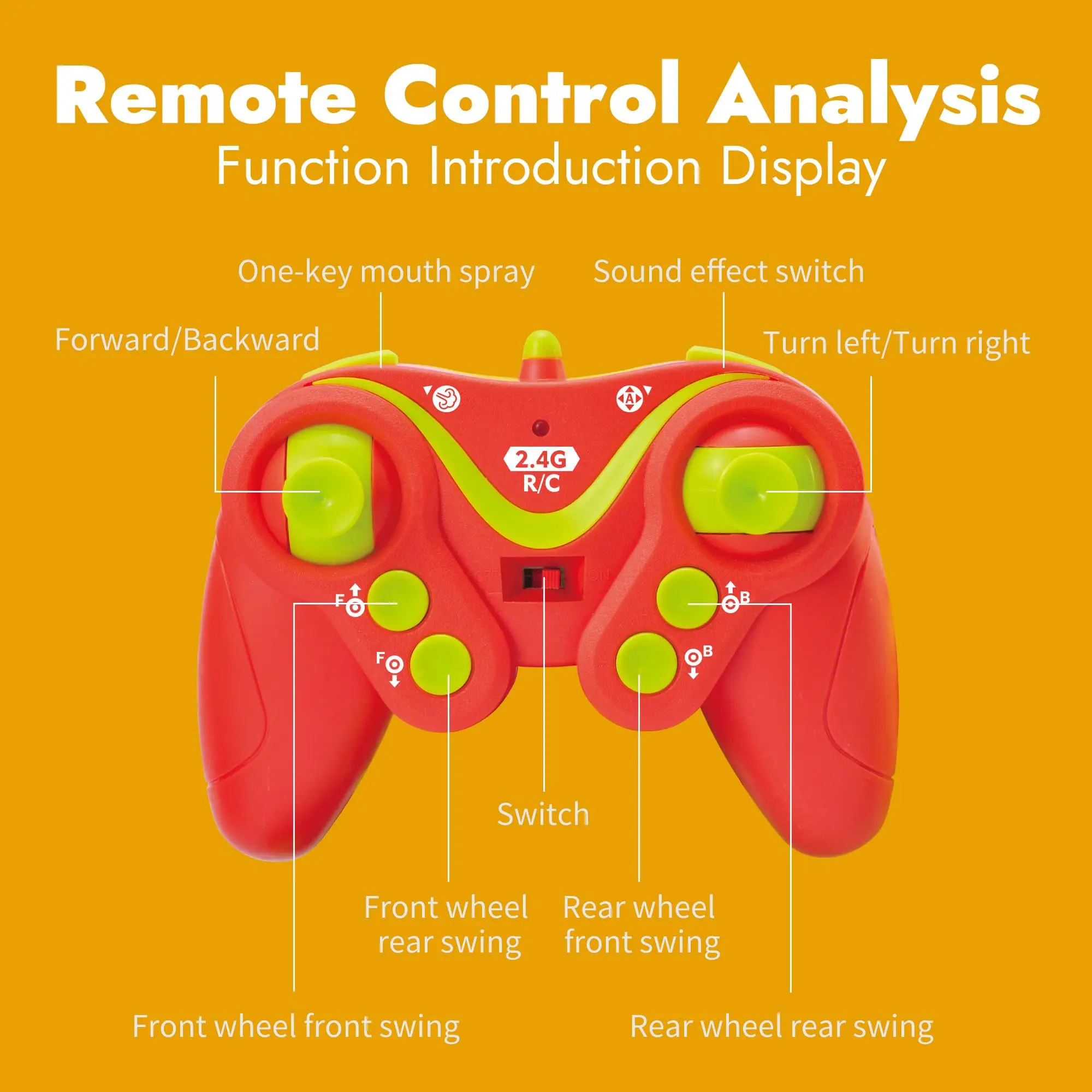 Realistic Dinosaur RC Toy Car, Smoke Spray Light Stunt Car, Rechargeable Durable, Party Gift