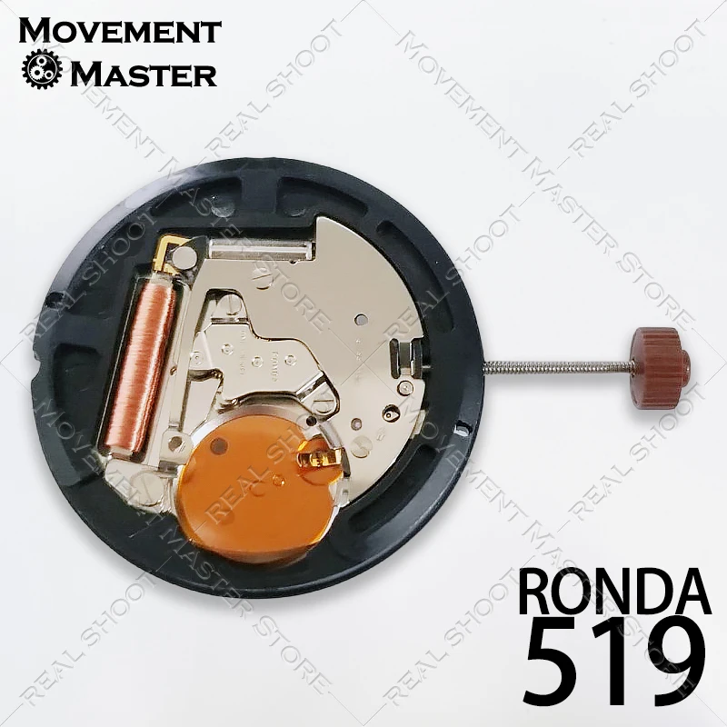 Movimento al quarzo Ronda 519 Diametro 26 mm Movimento dell'orologio con data grande a 3 lancette con numero 371 Batteria per riparazione parti di ricambio