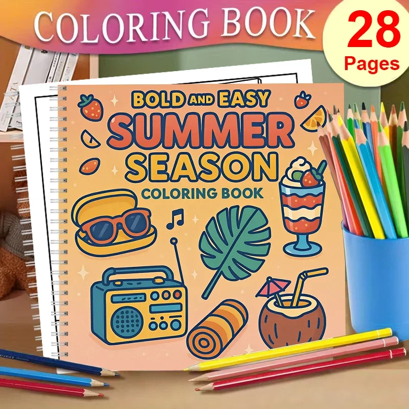 

Книга-раскраска для взрослых на летнюю тематику, подарок на день рождения, принадлежности для школы, милая книга для рисования для взрослых