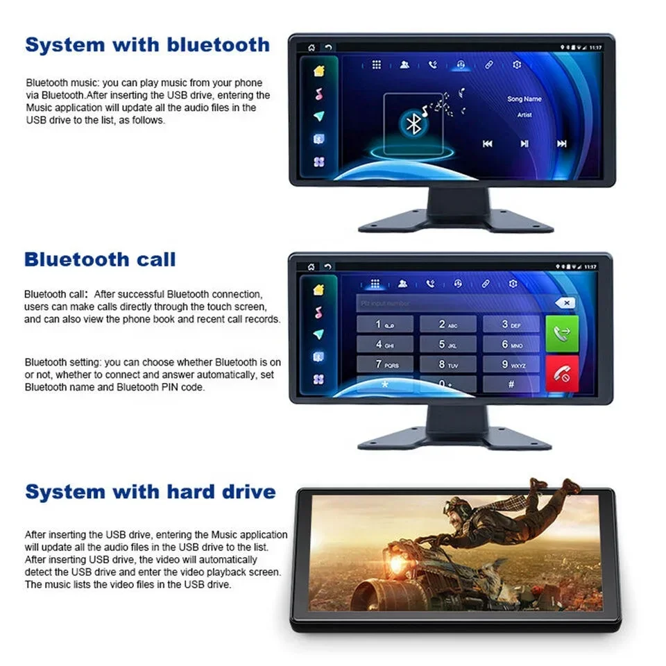 iPoster LKW-Auto 10,36 Zoll Quad Split IPS-Monitor mit DVR Android 360-Grad-Panorama-AR-Ansicht 4G GPS Remote View AI-Kamera-Kit