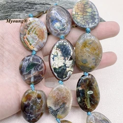 Large Freeform Vintage Blue Dragon Veins Agates Stone Slab Pendant Beads For DIY Necklace Jewelry Making MY230627