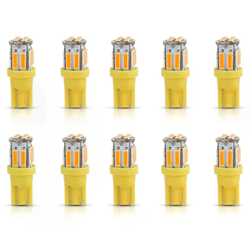

10Pcs W5W 10-7014 SMD Car T10 LED 194 168 Wedge Replacement Roof Top Cab Marker Running Light Bulb