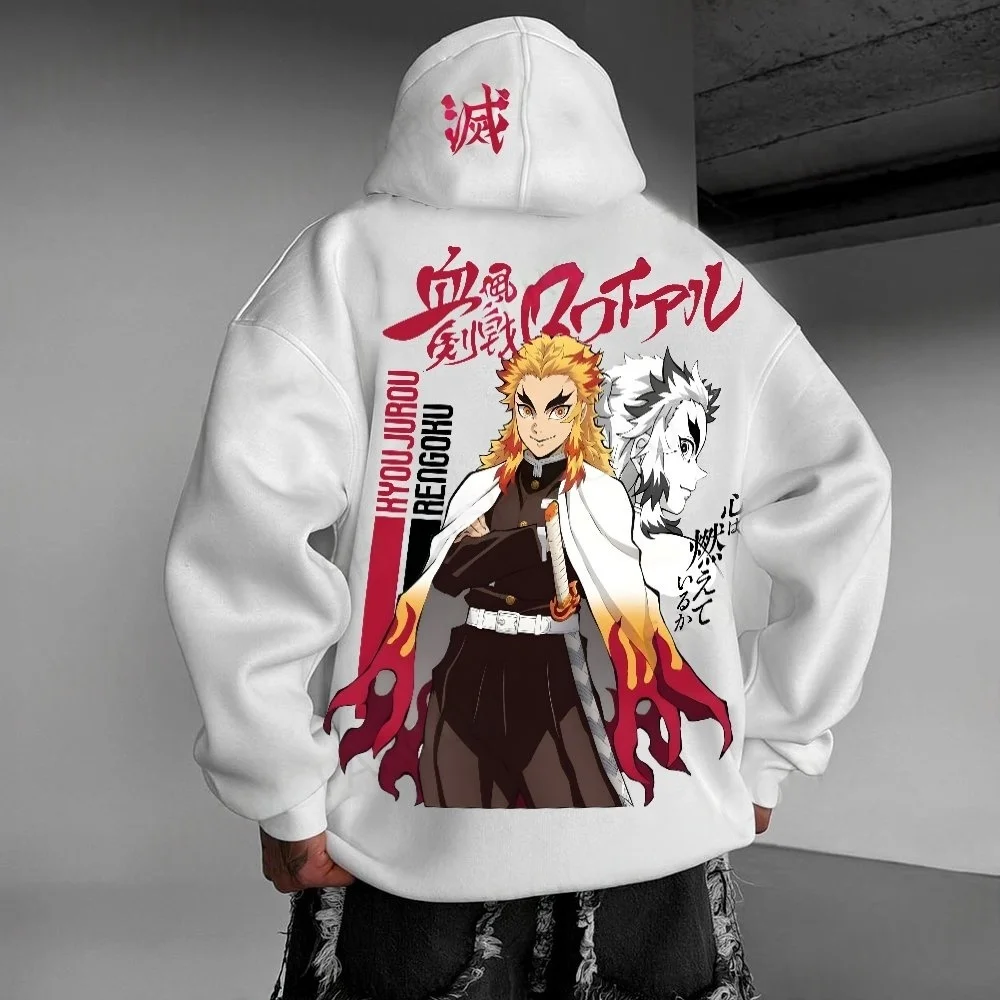 Sudadera con capucha Demon Slayer para hombre, Kyojuro Rengoku, Anime japonés, primavera y otoño, traje suelto de manga larga para padres e hijos