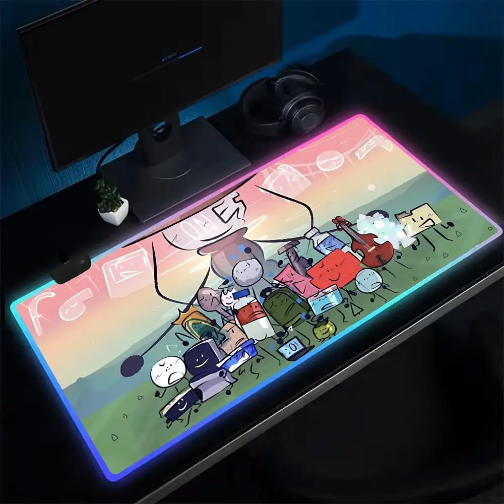 Bfdi poster mouse pad anime gaming mouse pad led almofadas de mesa retroiluminado borracha desktop xxl rgb tapetes de mesa