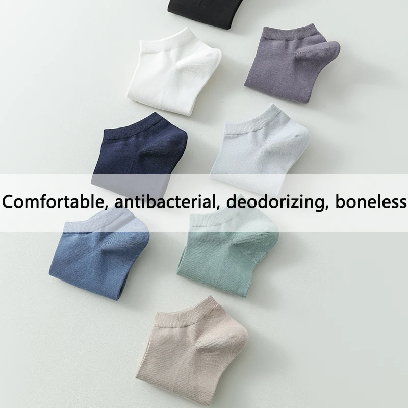 5 Paar Herren-Baumwollsocken, kurz, hochwertig, neu, lässig, atmungsaktiv, antibakteriell, Herren-Knöchelsocken, schwarz-weiß, Business-Socken – Detail 14