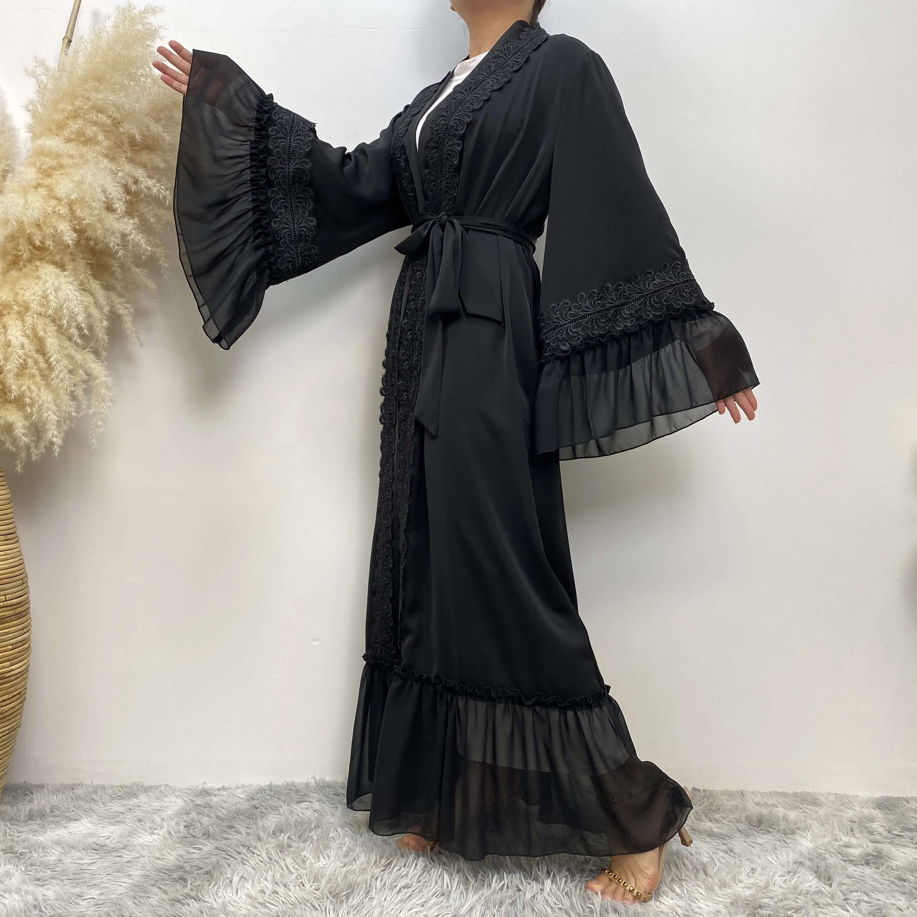 Chaomeng Ramadan Chiffon Open Abaya Dubai Turkey Kaftan Muslim For Women Kimono Modest Robe Femme Caftan Marocain Islam Clothing