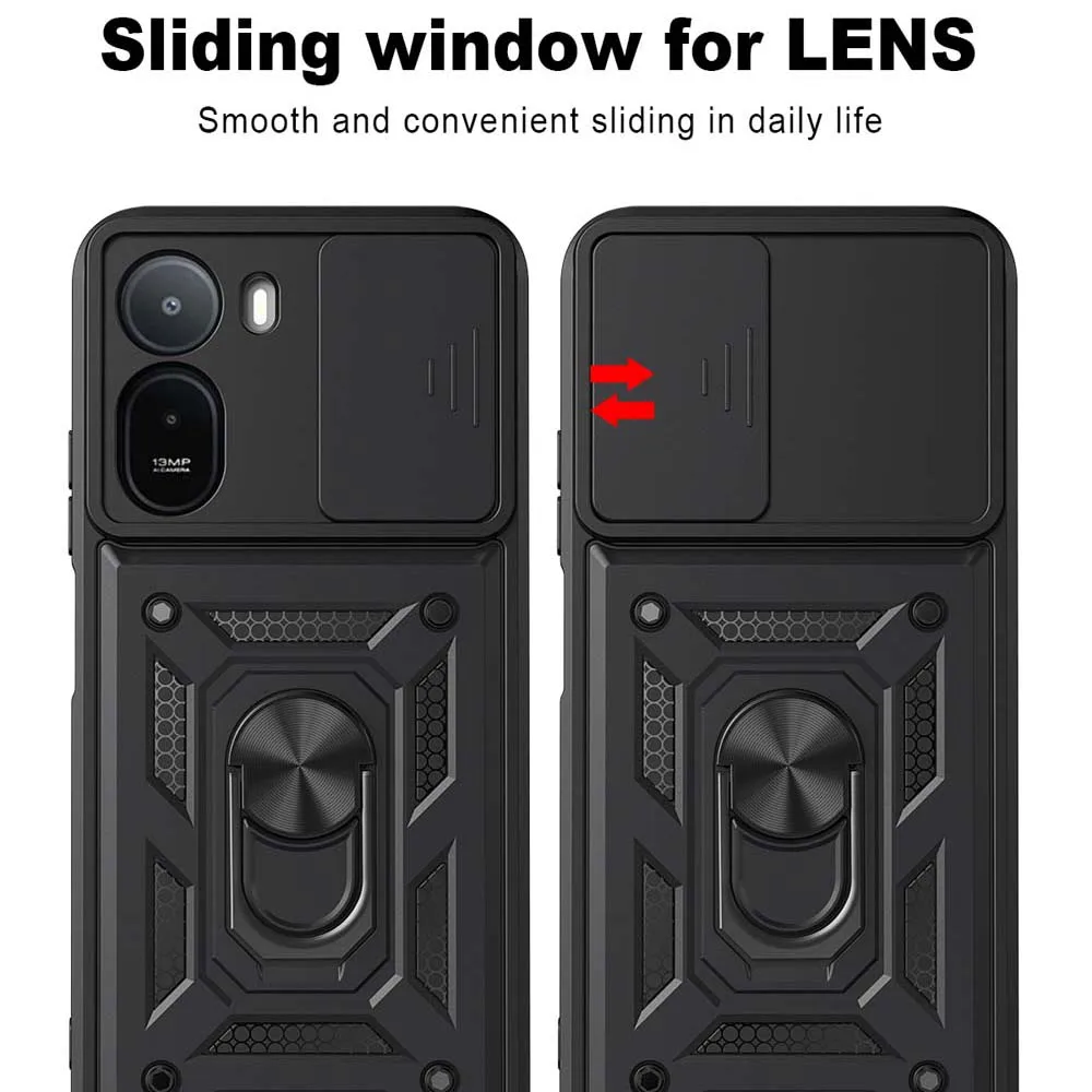For Redmi A7 Pro 4G Camera Shockproof Armor Case For Redmi 15A 4G Car Magnetic Holder Ring Protect Cover