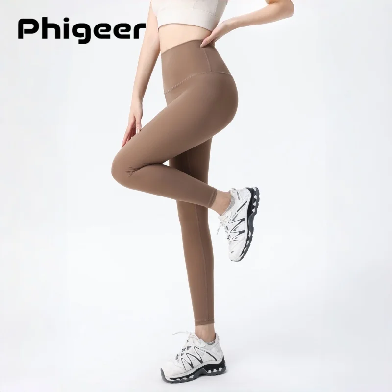 

PHIGEER Women's High Waisted Yoga Leggings, Tummy Control Non See Through Athletic Running Pants, Women Casual Sport Streetwear
