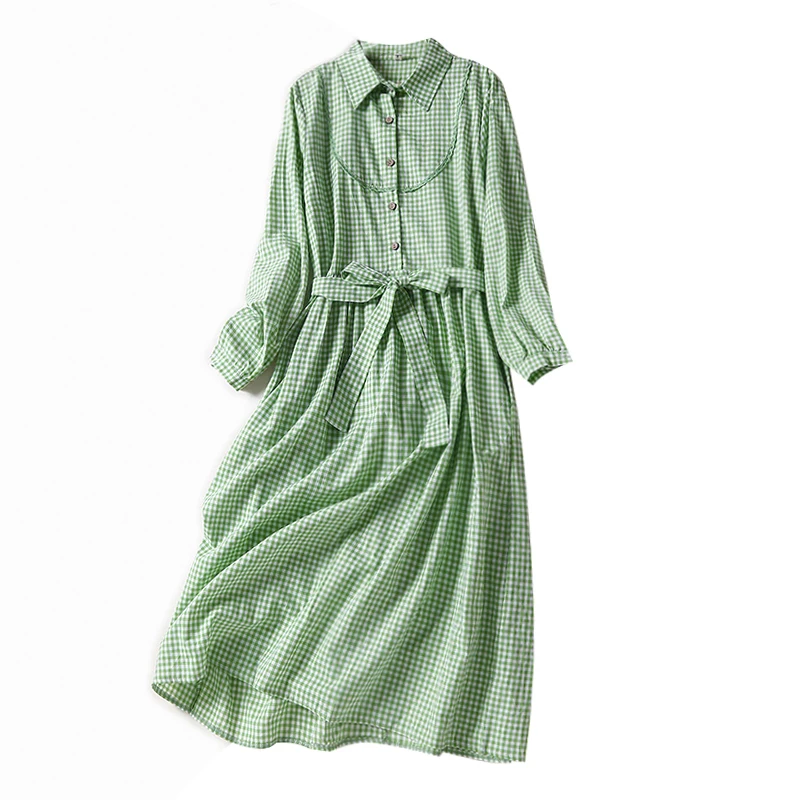 الكتان irt دكتور الخريف الموسم عالية الخصر طوق طويل Sve منقوشة الدكتور تنوعا دكتور تخفيف Sle Faionable