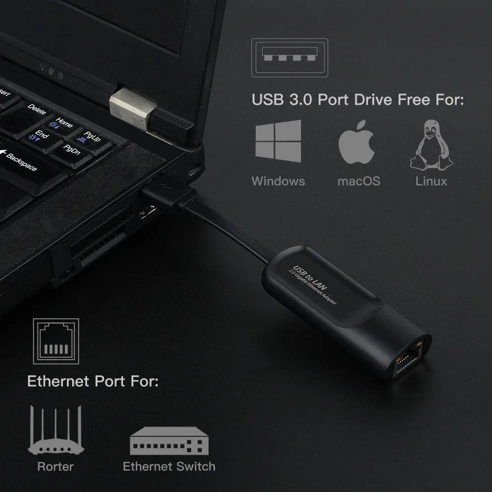 Сетевая карта USB 1000, 3,0 Мбит/с, USB Type C на Rj45
