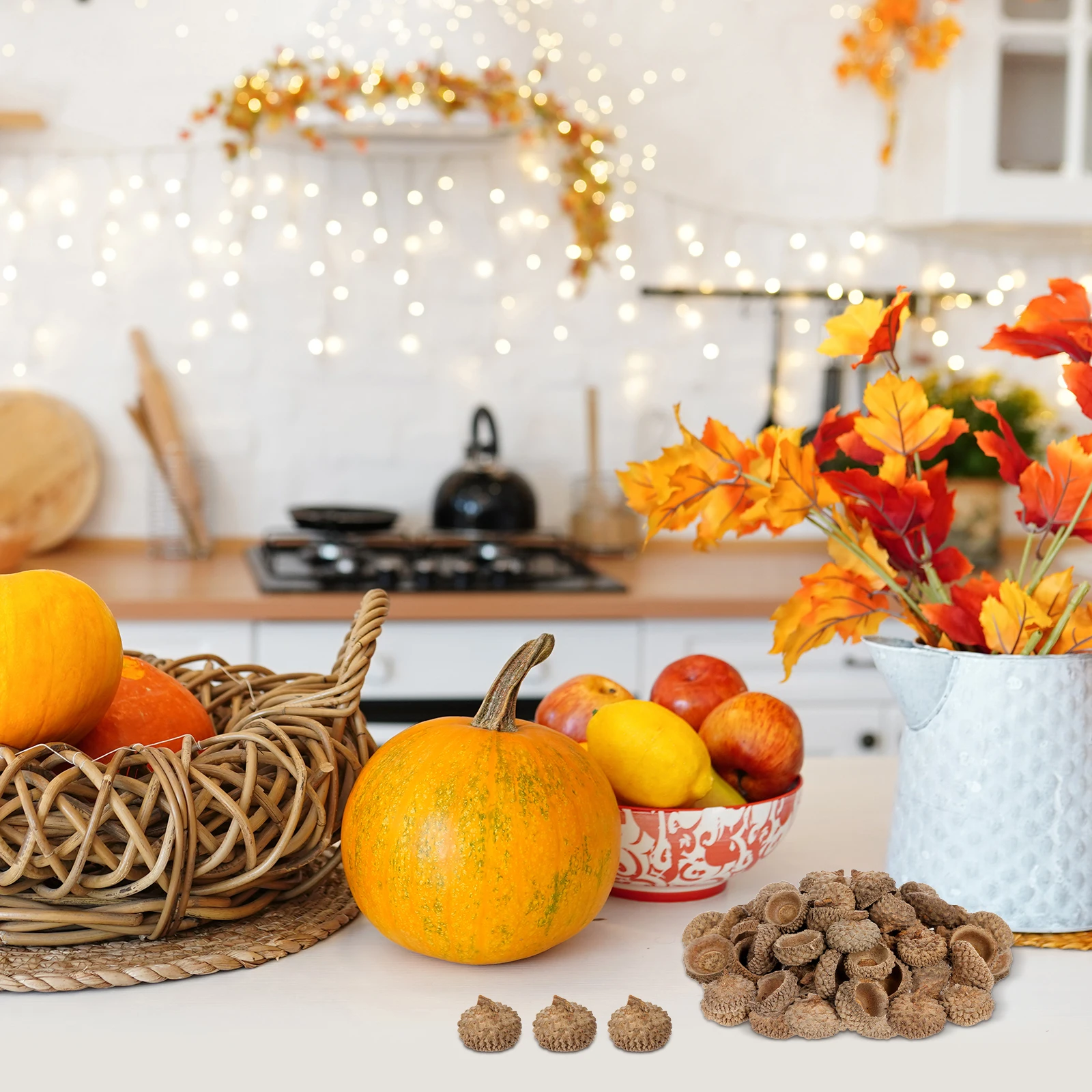 

50 Pcs Natural Acorn Shell Christmas Tree Art Dried Flower Art Ornament House Autumn Acorn Shell Photo Props Party Hanging Decor