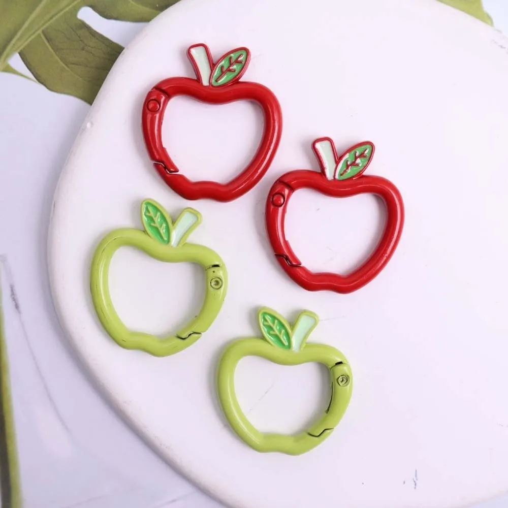 5pcs Colorful Metal Apple Shape Spring Clasp Openable Round Carabiner Apple Keychain Clips Dog Chain Jewelry Making Accessories