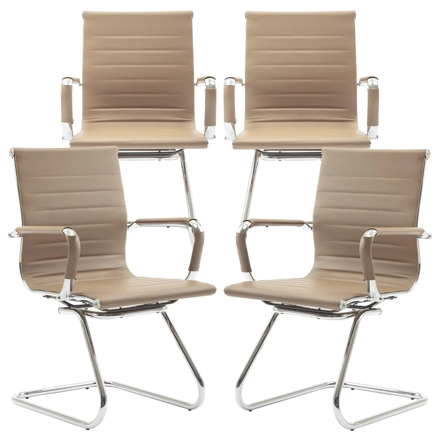 Mid Back PU Leather Guest Chair Set of 4 Armless Computer Desk Chair for School Reception Conference Waiting Room, Customized