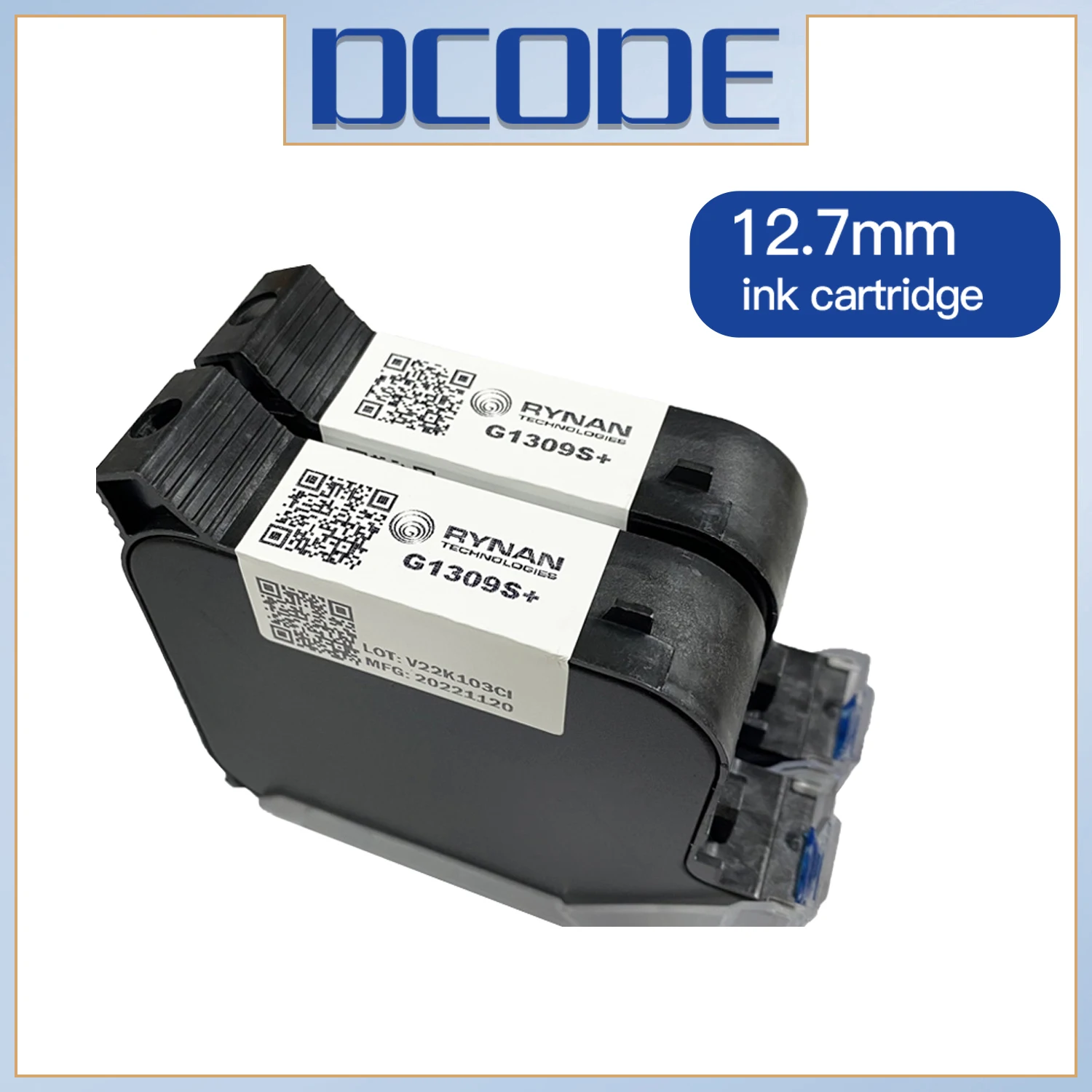 DCODE 1309S 25.4mm High Quality TIJ Online Handheld Inkjet Printer Ink Cartridge Fast Drying Water-proof Solvent Black Ink