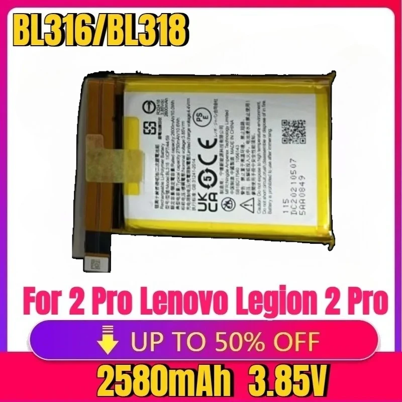 

For 2 Pro Lenovo Legion 2 Pro L70081 L78001L71011Savior Electronic Sports Games Phone Battery 2580mAh 10.6Wh BL316 BL318 Battery
