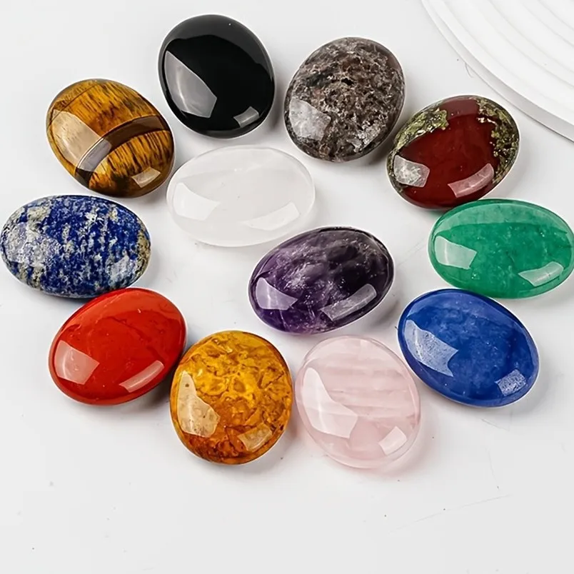 1 قطعة الحجر الطبيعي البيضاوي العقيق الجمشت الوردي خرز كريستالي شفاء كريستال تدليك الحجر #1