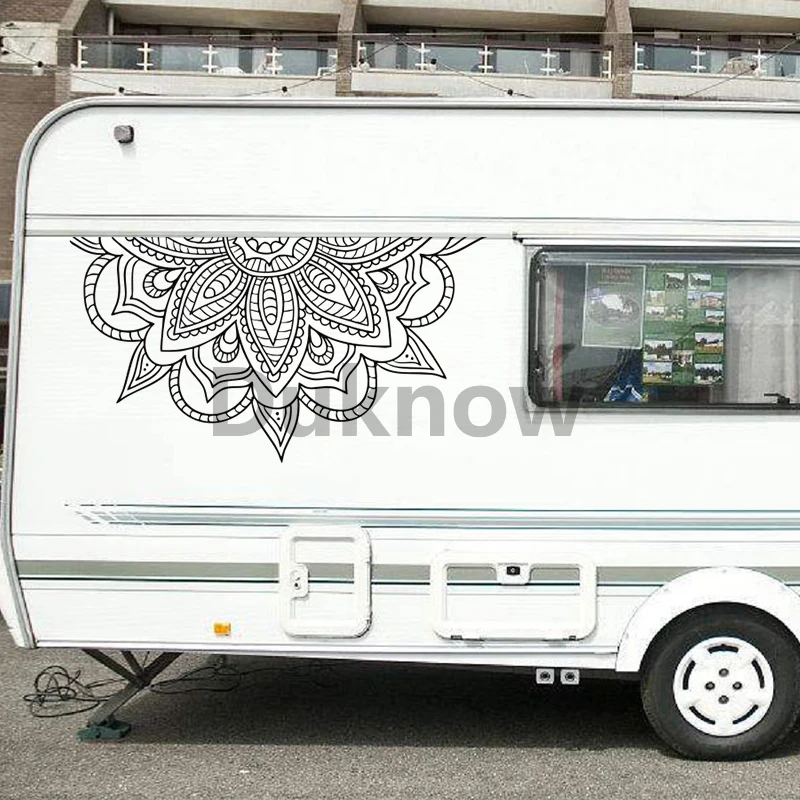 Half Mandala Vinyl Sticker Car Window Door Decor, Mandala Meditation Yoga Studio Wall Decoration Mural Decals Boho Style Sticker view 3