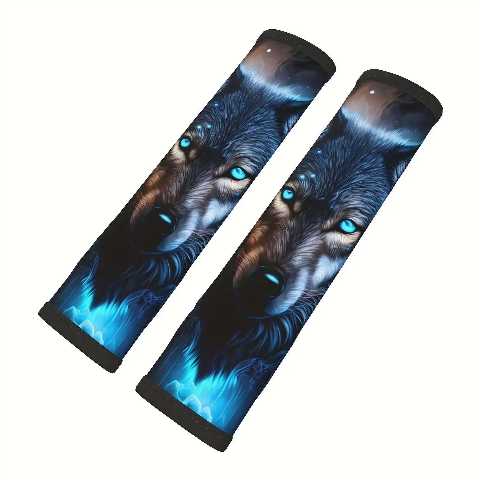 Blue Flame Wolf King Car Seat Belt Cover Soft Seat Belt Shoulder Pad For Car Interior Accessories Backpack Shoulder Pads