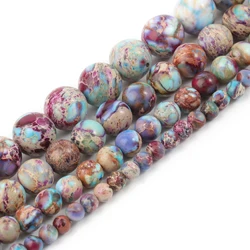 Natural Round Purple Sea Sediment Jasper Strand Beads Imperial Gemstone Stone for DIY Jewelry Making Bracelet 4mm 6mm 8mm 10mm