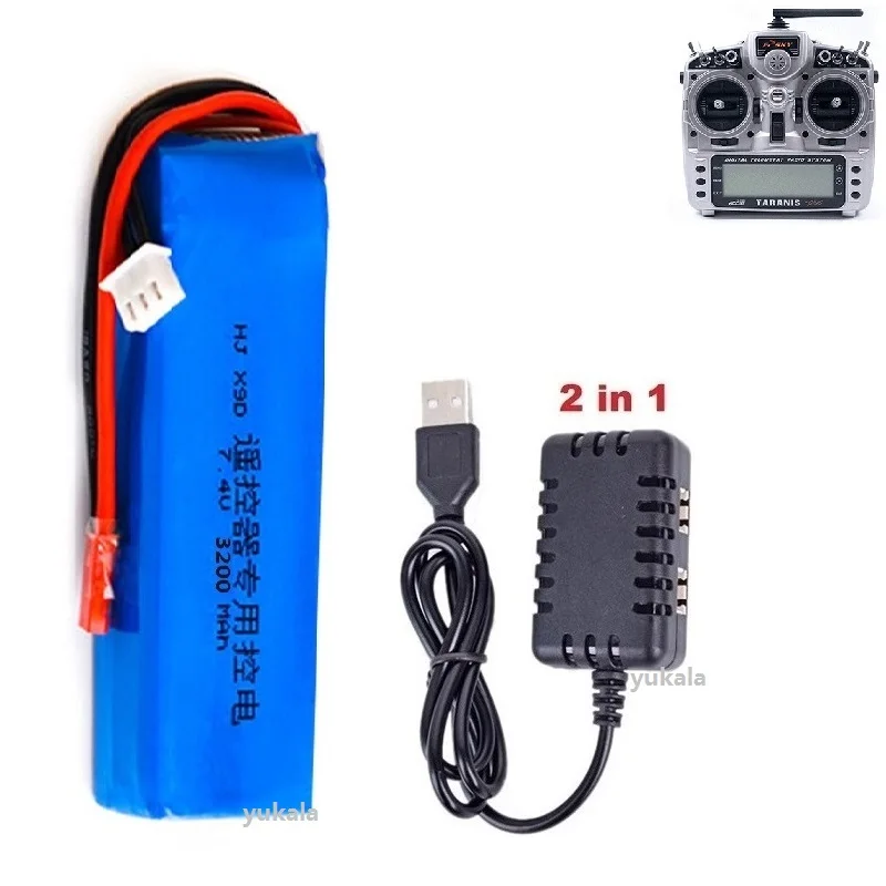 7.4V 3200mAh upgrade Lipo Battery for Taranis X9D Plus Transmitter Toy Accessories 2S 7.4V Lipo Battery