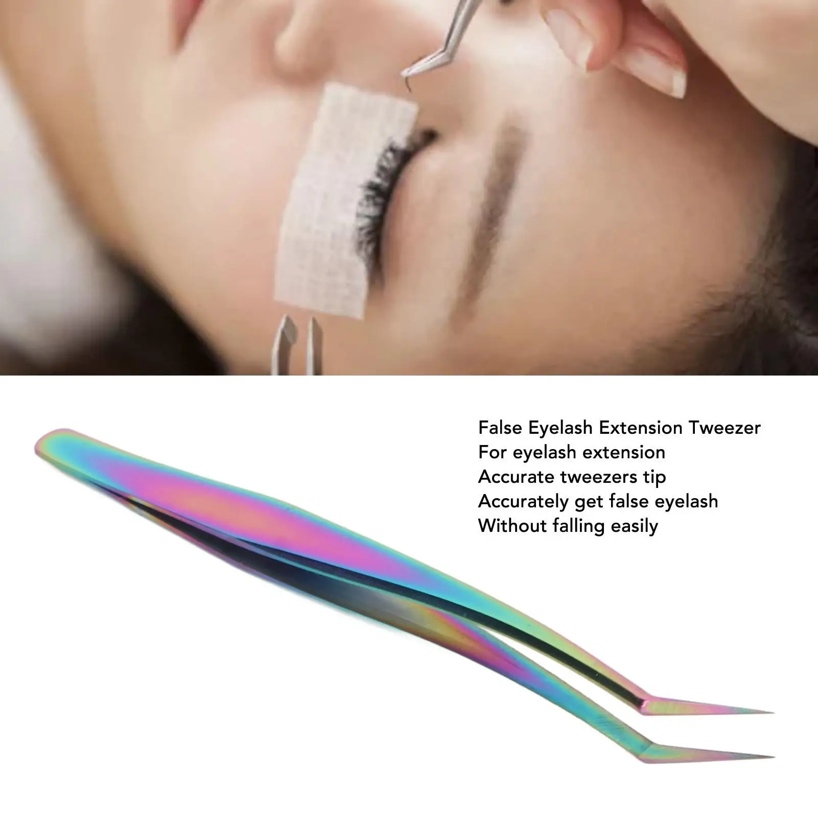 Colorful False for eyelash Extension Tweezers Stainless Steel for Artists & Salons