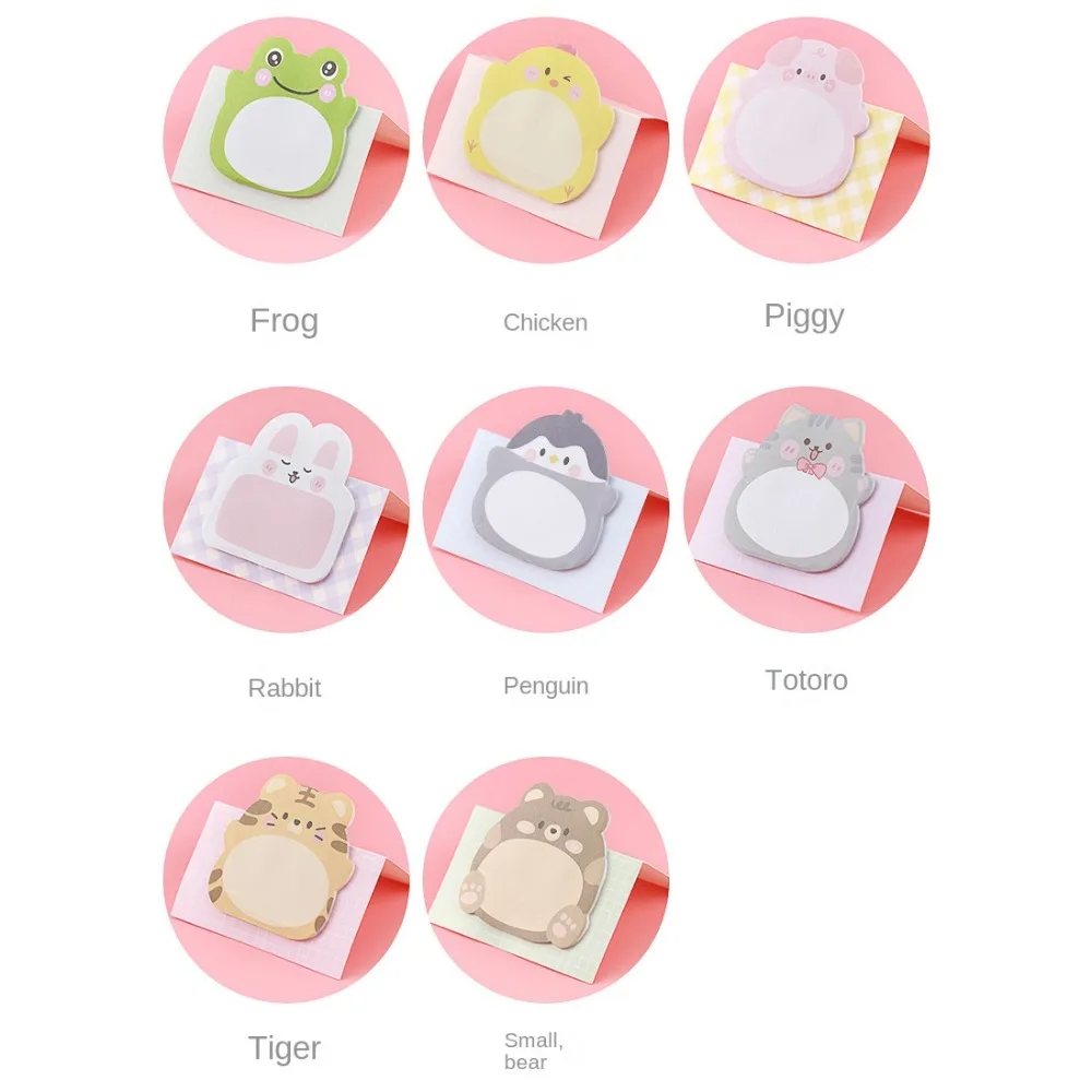 20 Sheets/Pack Paper Creative Thickened Stickers Cute Bear Rabbit Notepad Colorful Office School Stationery Kids Gift
