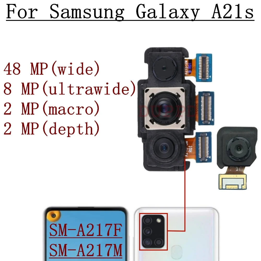 Rear Front Camera For Samsung Galaxy A21s SM-A217F SM-A217M Backside Back Facing Wide Camera Module Replacement Parts