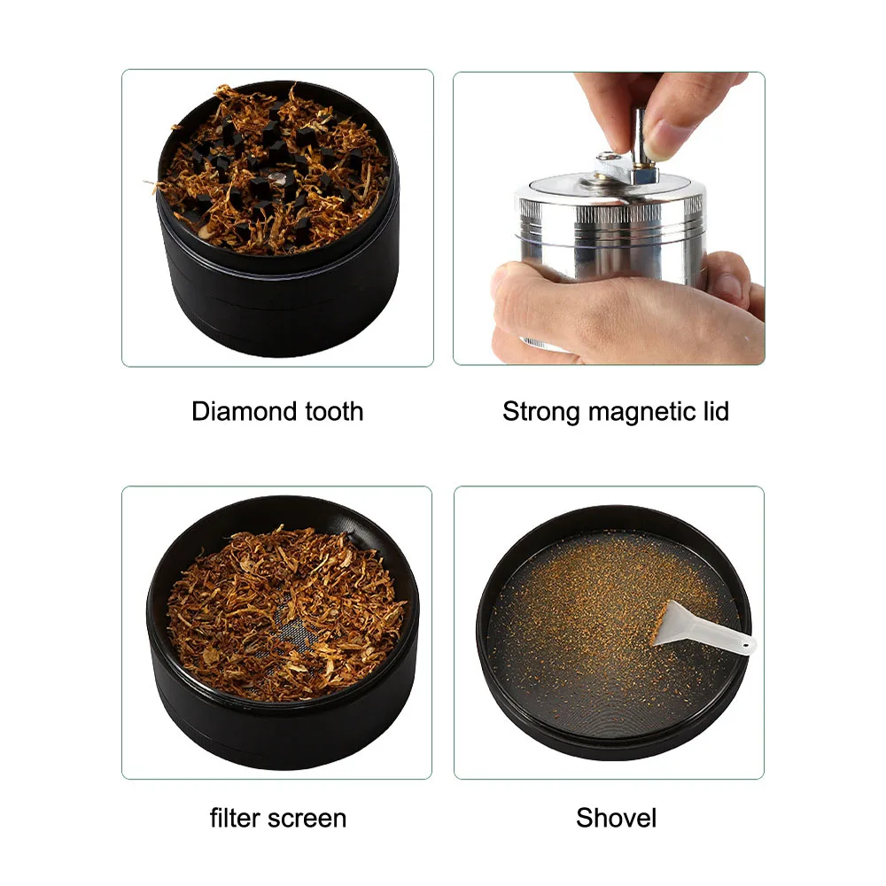 Spice Cutter Aluminum Alloy Smoking Herb Cutter Hand Tools Portable Latest Lightning-Shaped Tobacco Grinder 61MM 4-Layer