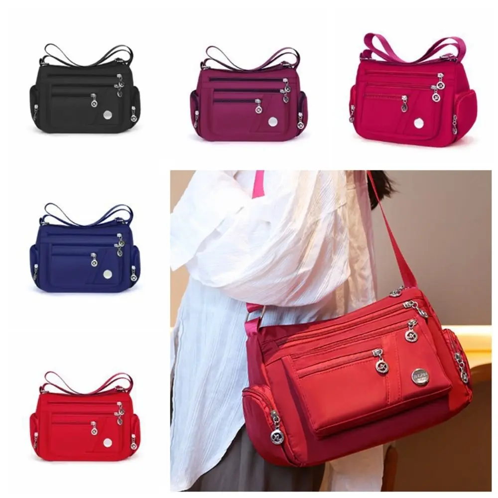 

Повседневная сумка через плечо на молнии с несколькими сумками, нейлоновая нишевая дизайнерская сумка на плечо, однотонная маленькая сумка для телефона в корейском стиле, люди пожилого возраста