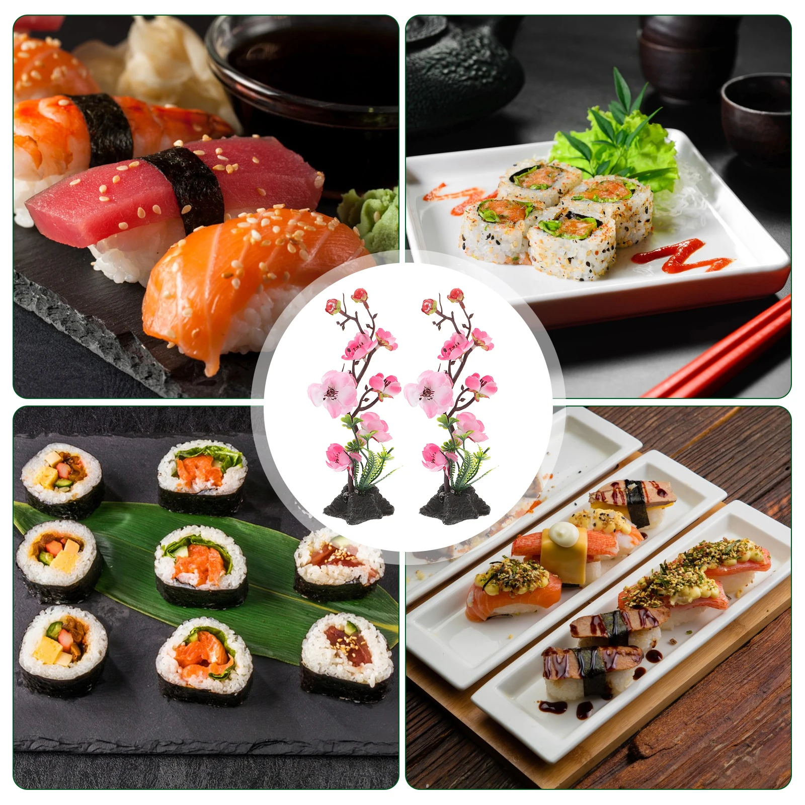 

2pcs Plum Blossom Dish Adornment Lifelike Fake Flower Craft For Sushi Restaurant Japanese Cold Dish Decor Simulation Flower