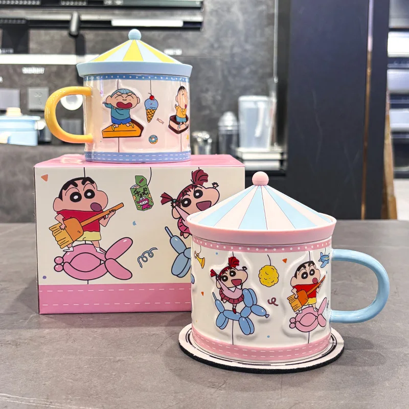 New 400 ML Cute Crayon ShinChan Cartoon Anime Carousel Ceramics Mug Breakfast Coffee Milk Tea Water Cup Drink Birthday Gift Box