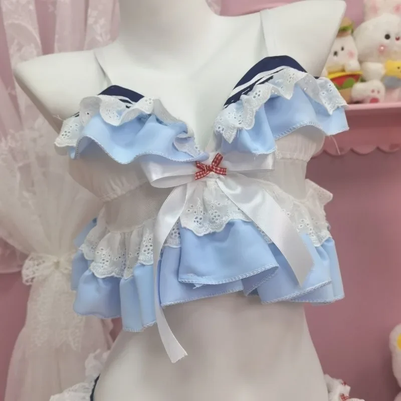 ชุดว่ายน้ำบิกินี่แบบสั้นพิเศษ สายคล้องคอ ทรงบัสติเยร์  ชุดเซ็กซี่สำหรับใส่ไปทะเล  ชุดเซ็ตเต็มสำหรับผู้หญิง ฤดูร้อน