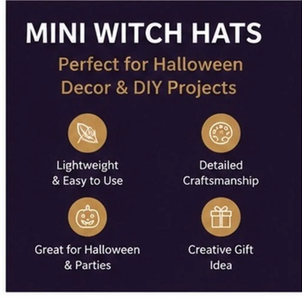 24Pcs Mini Witch Hats Black Miniature Halloween Decorations for Dollhouse DIY Tiny Wizard Hats Party Craft Supplies
