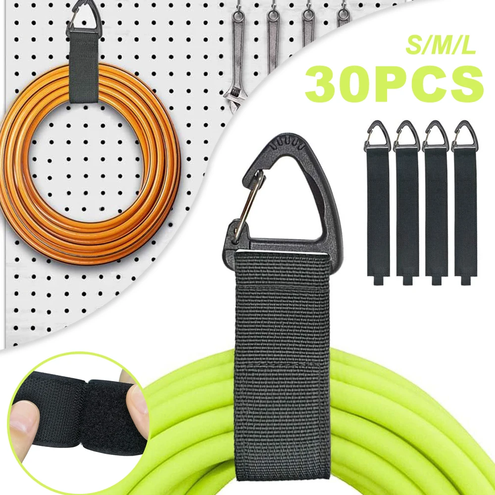 30PCS Triangle Buckle Wire Manager Power Cord Management Nylon Heavy Cord Storage Straps for Cable Hoses Car Organizer Holder