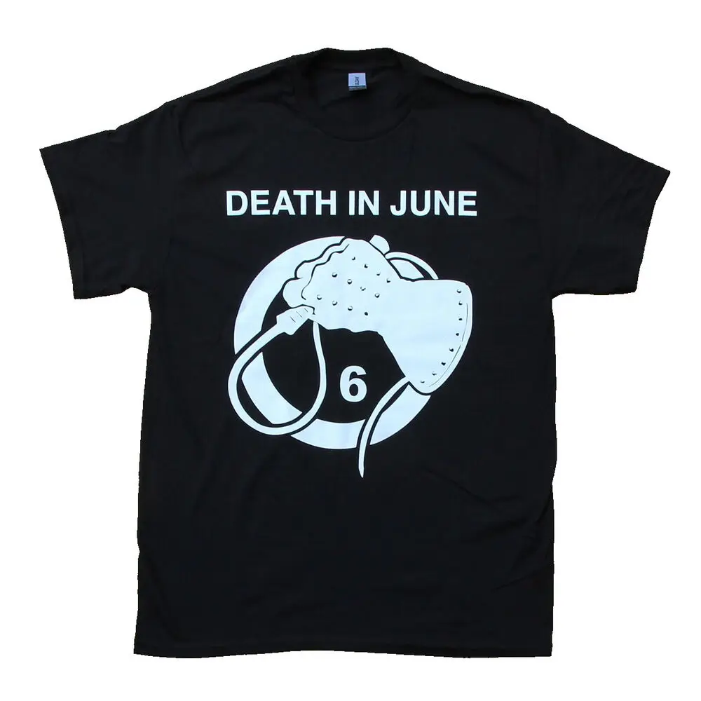 تي شيرت DEATH IN JUNE Whip Hand 6 (قماش أسود مطبوع أبيض) بضائع رسمية