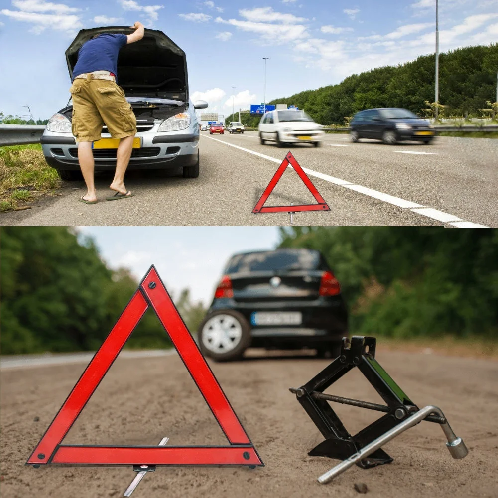 1pc Triangle Reflective Warning Sign Foldable Red Car Hazard Breakdown Warning Stand Emergency Portable Parking Rack Reflector